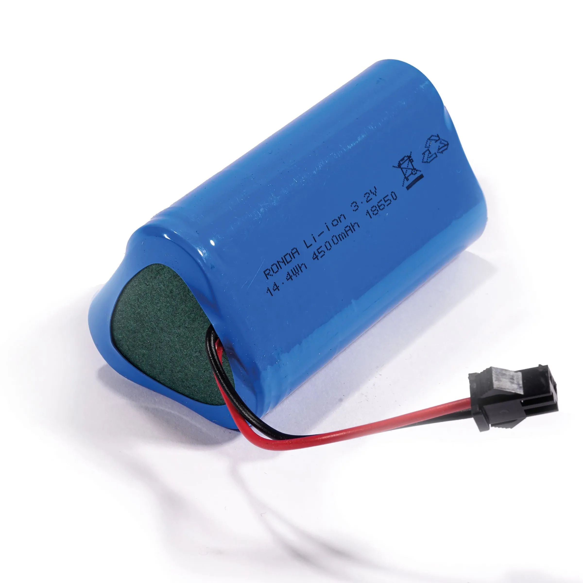 Akku LiFePO4 3,2 V 4500 mAh - Baugröße 18650 mit Stecker schwarz