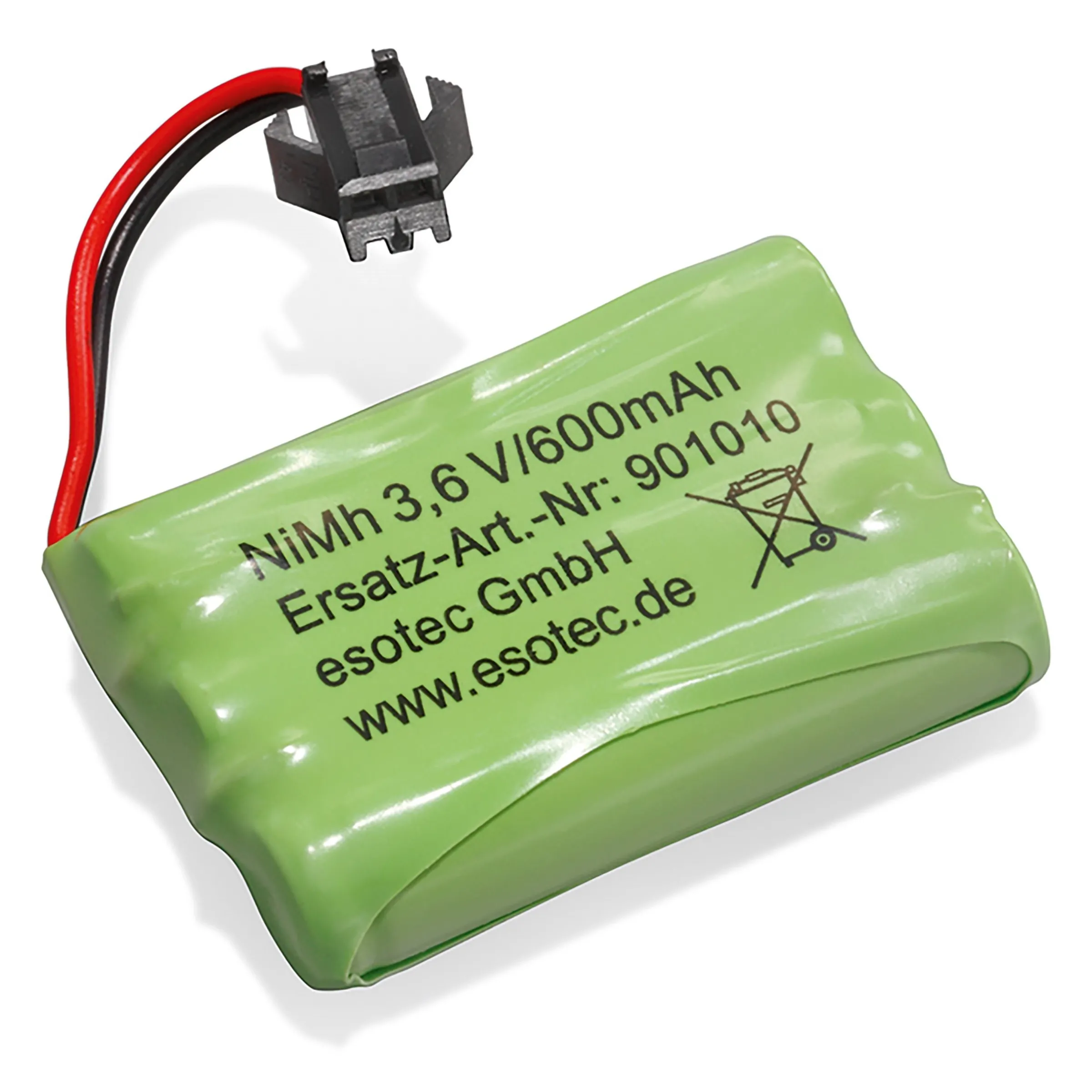 Akku NiMh 3,6 V 600 mAh - Baugröße Micro mit Stecker schwarz