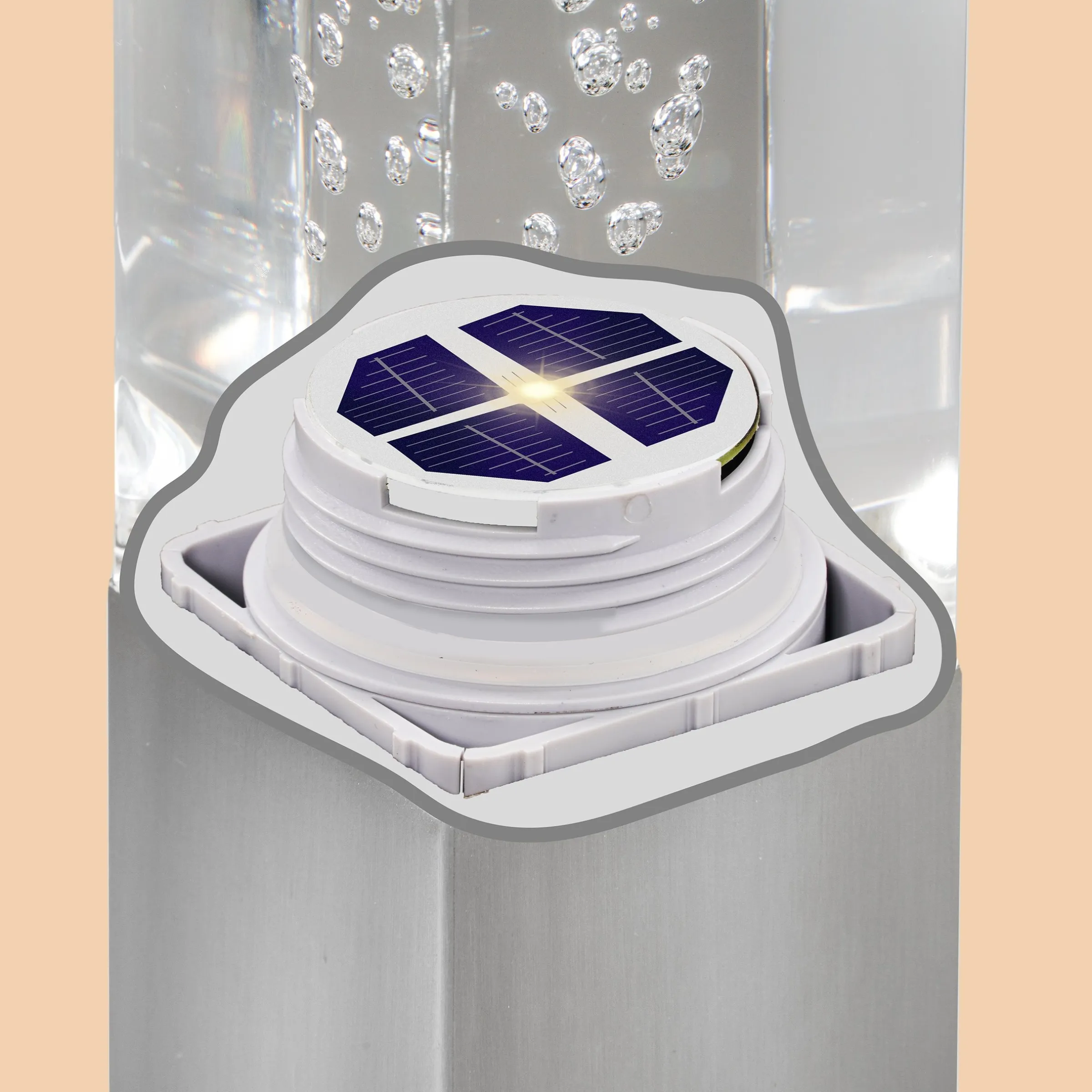 Elegante Standleuchte Bubble Tower 50 cm aus Edelstahl
