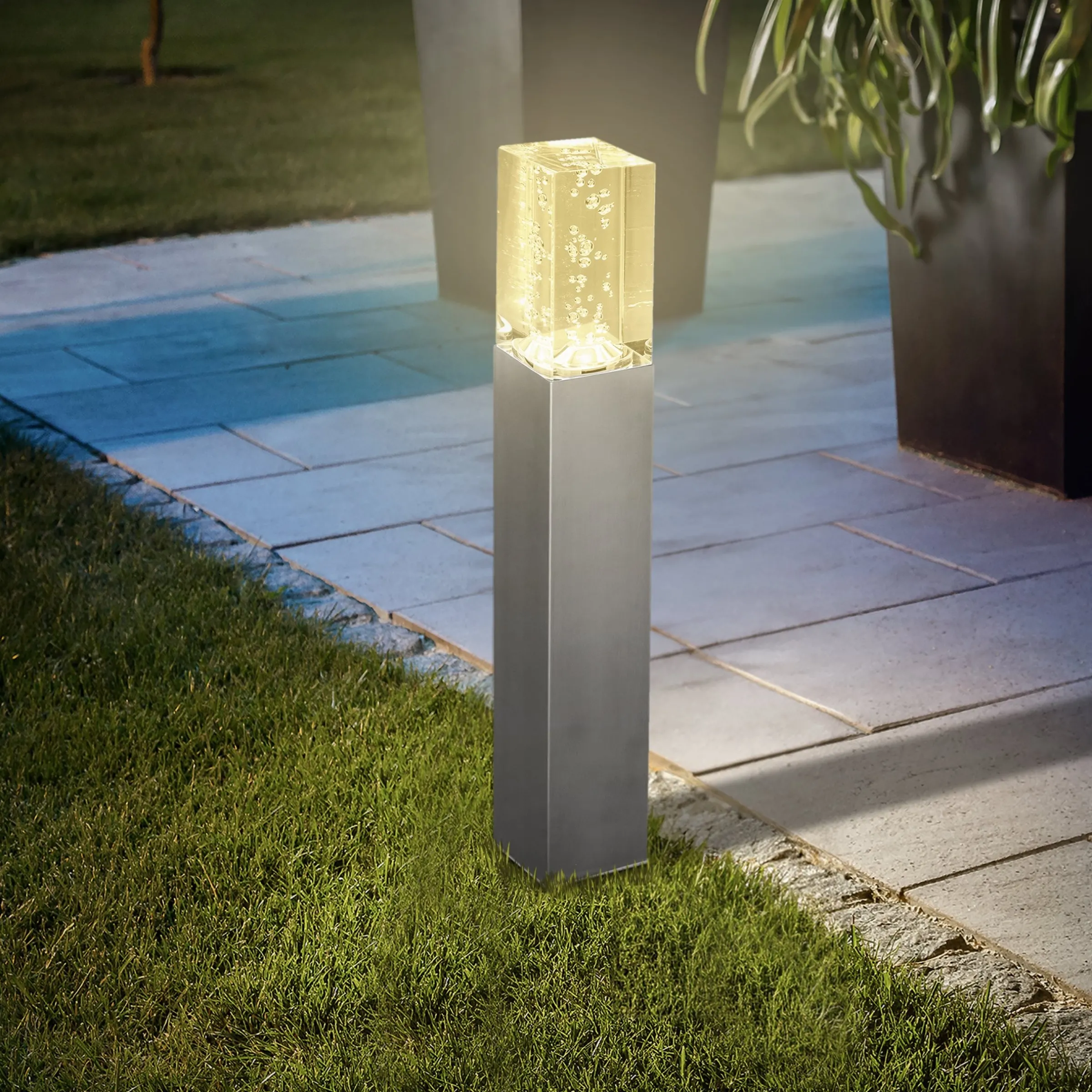 Elegante Standleuchte Bubble Tower 50 cm aus Edelstahl