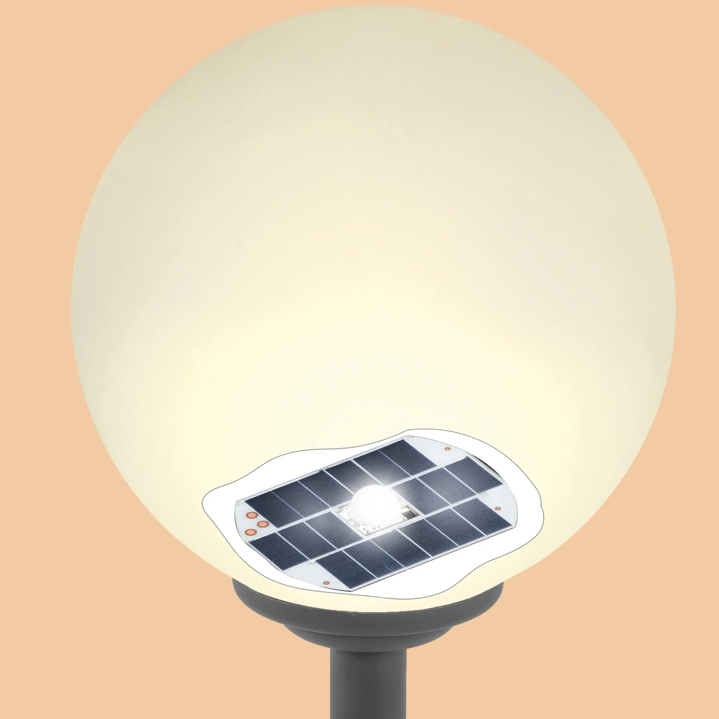Extrahohe Solar Kugel-Standleuchte Liana 2 m mit Fernbedienung