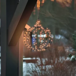 Hängende Solar-Dekokugel Ø 25 cm mit 180 bernsteinfarbenen LEDs