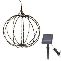 Hängende Solar-Dekokugel Ø 30 cm mit 210 bernsteinfarbenen LEDs