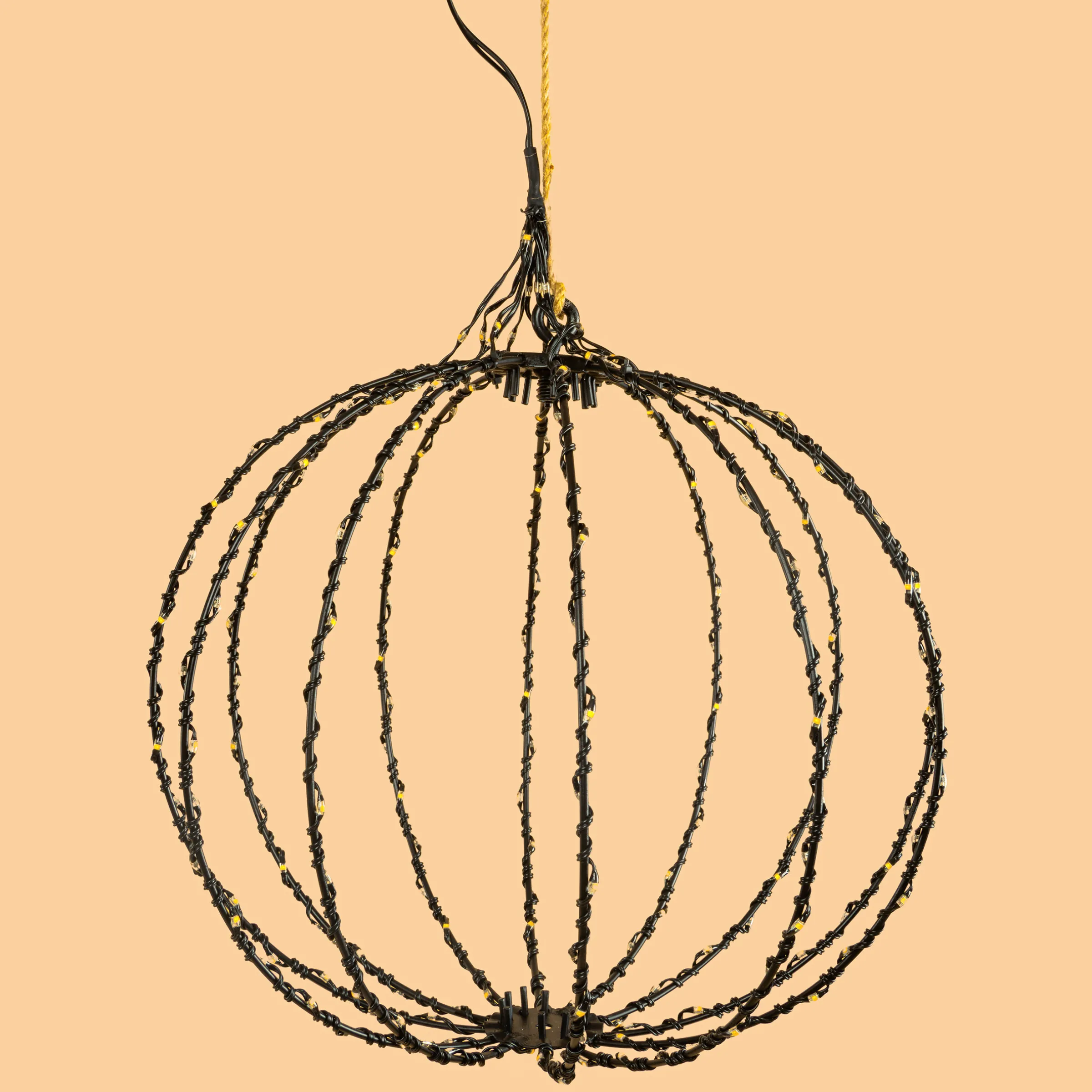 Hängende Solar-Dekokugel Ø 30 cm mit 210 bernsteinfarbenen LEDs