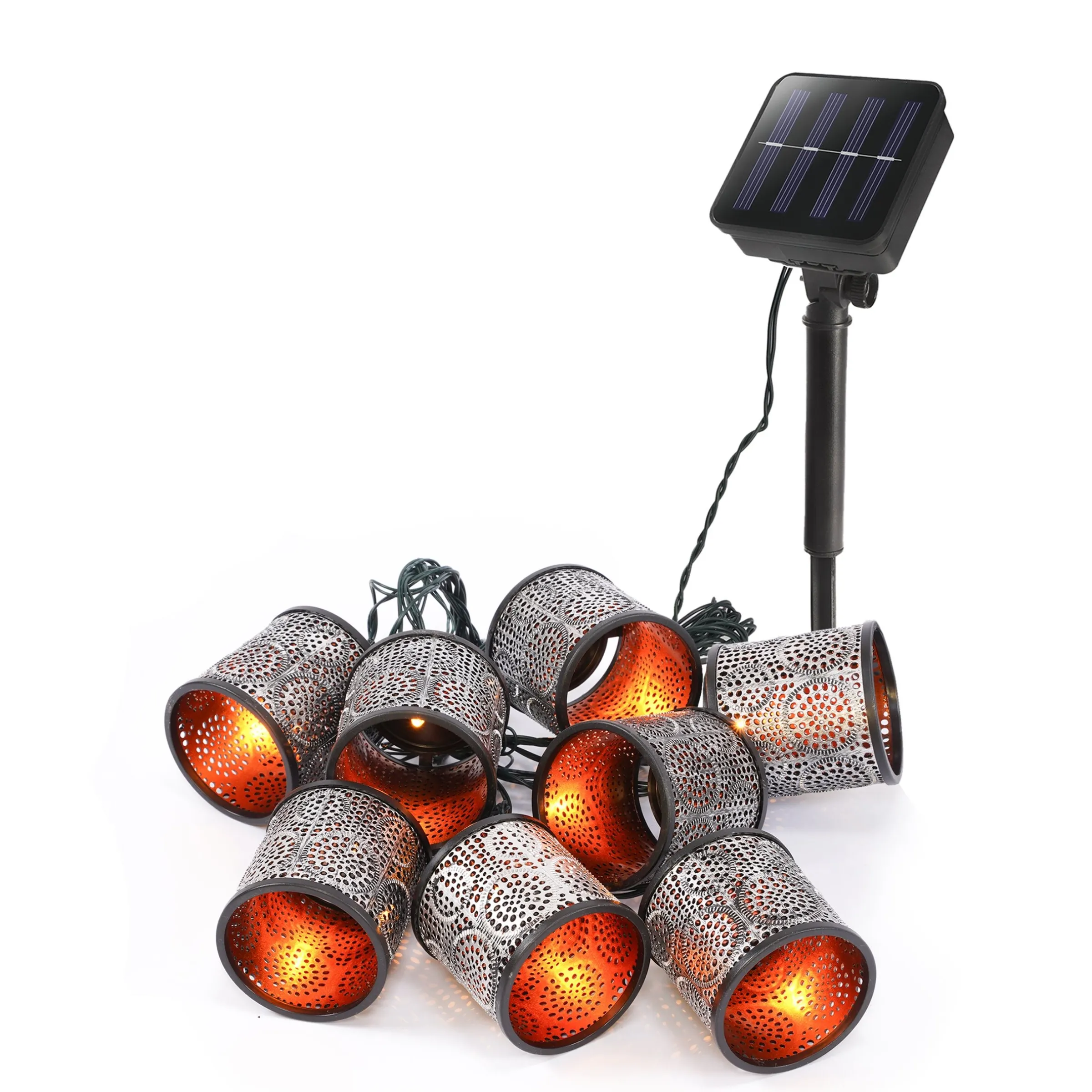 Laternen-Lichterkette Marokko - silber / gold, solarbetrieben
