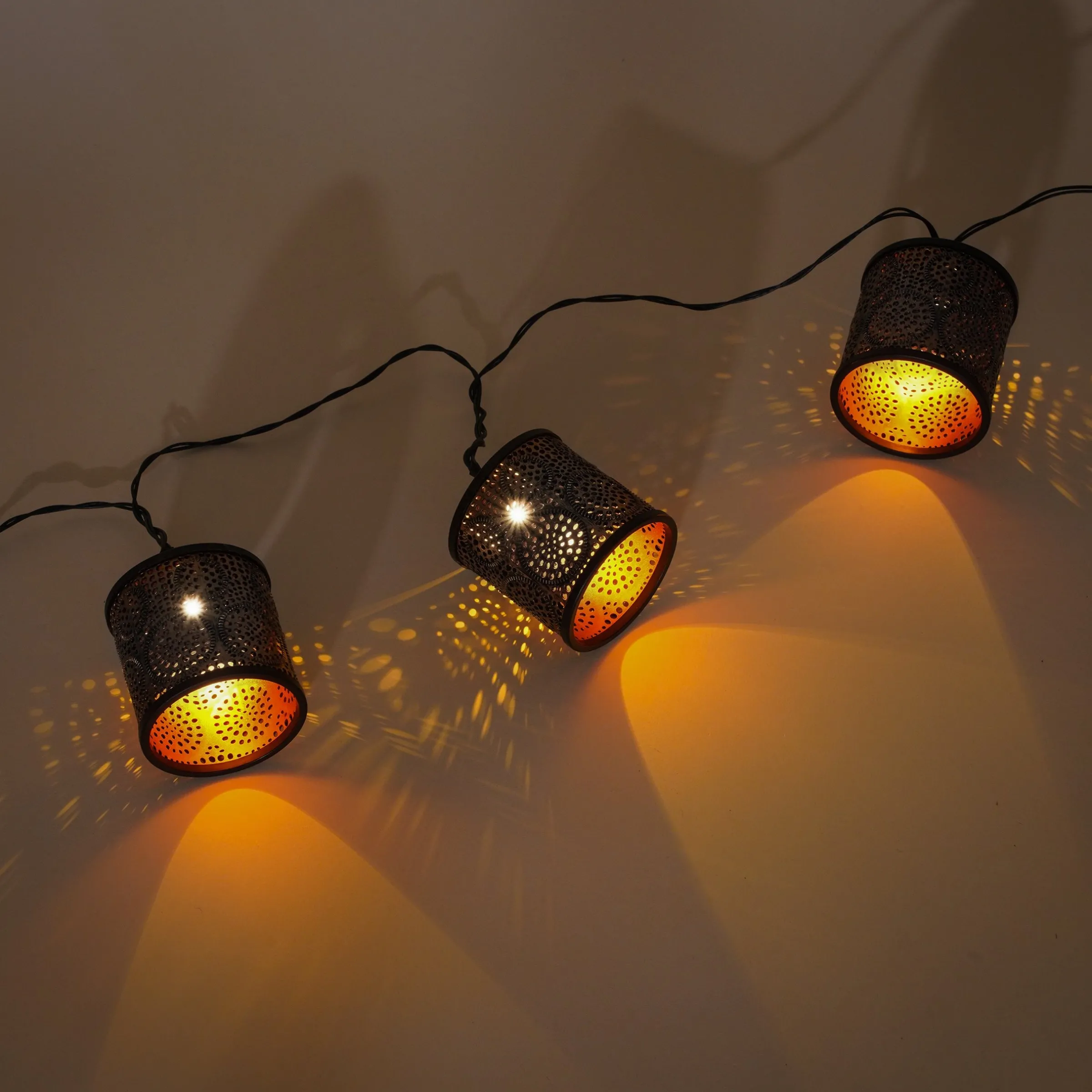 Laternen-Lichterkette Marokko - silber / gold, solarbetrieben