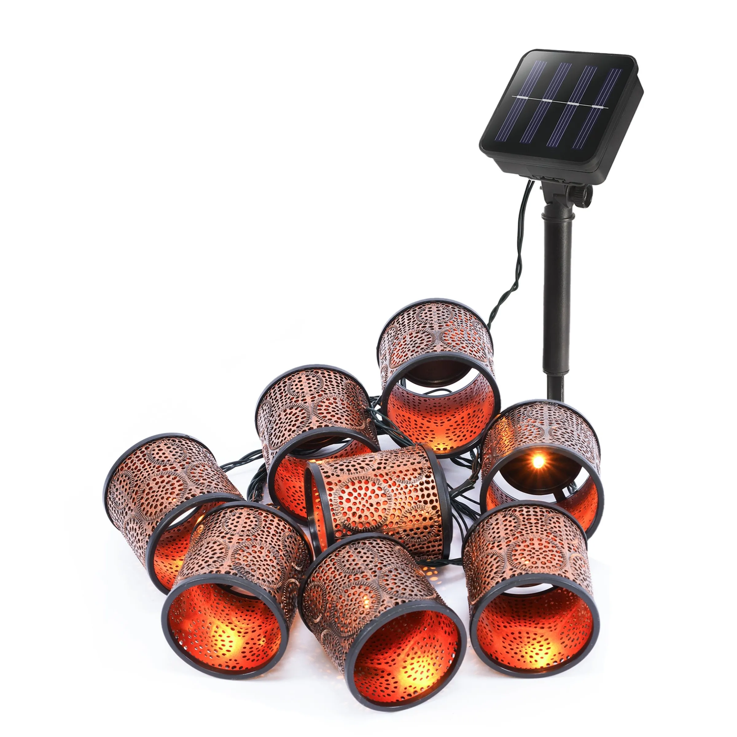 Laternen-Lichterkette Marokko - kupfer / gold, solarbetrieben