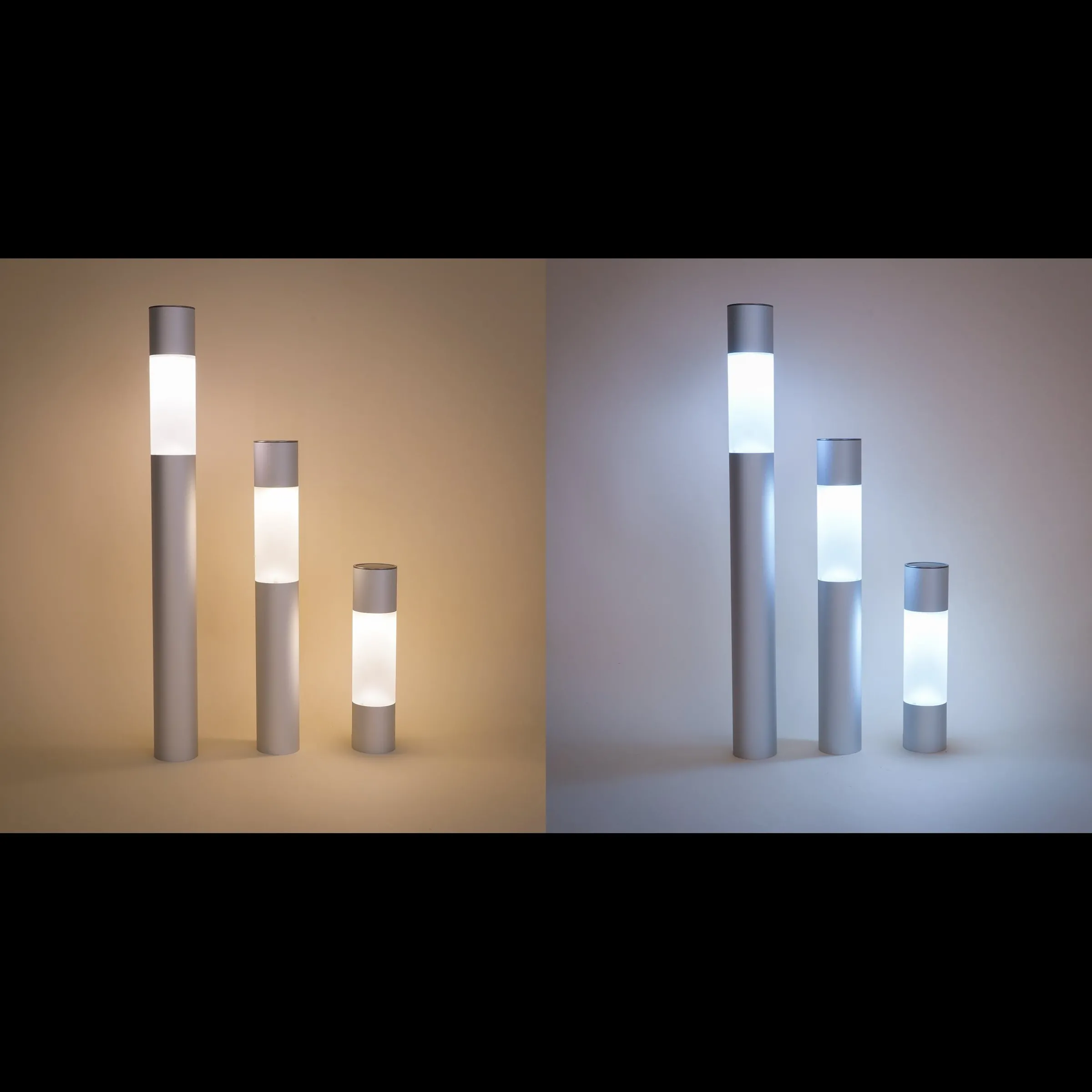 Moderne Solar Standleuchten Pole Light DuoColor im 3er-Set