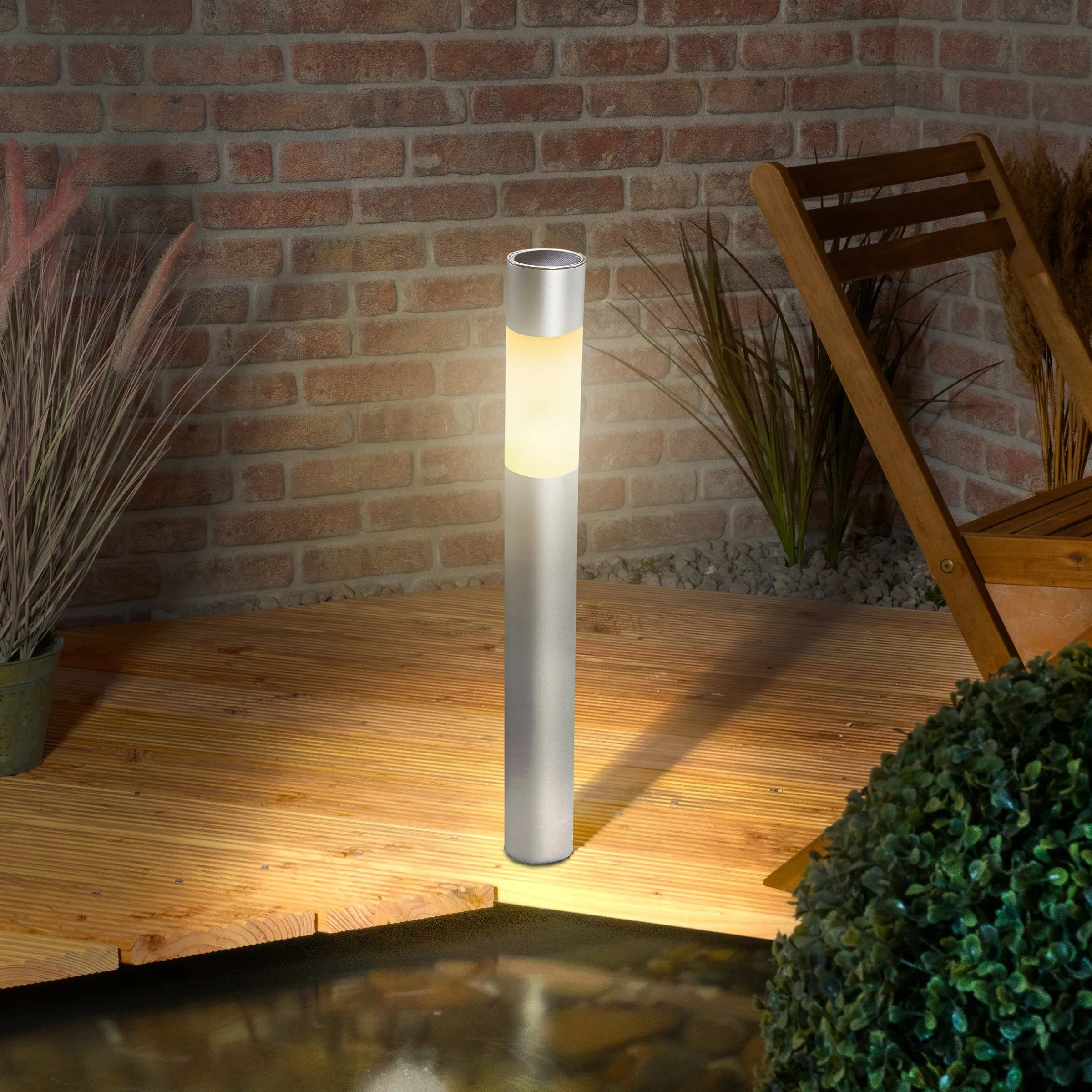 Moderne Solar Standleuchte Pole Light 70 cm DuoColor
