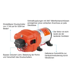 Seaflo 4-Kammer Druck Membranpumpe 12 VDC und 750 l/h Förderleistung