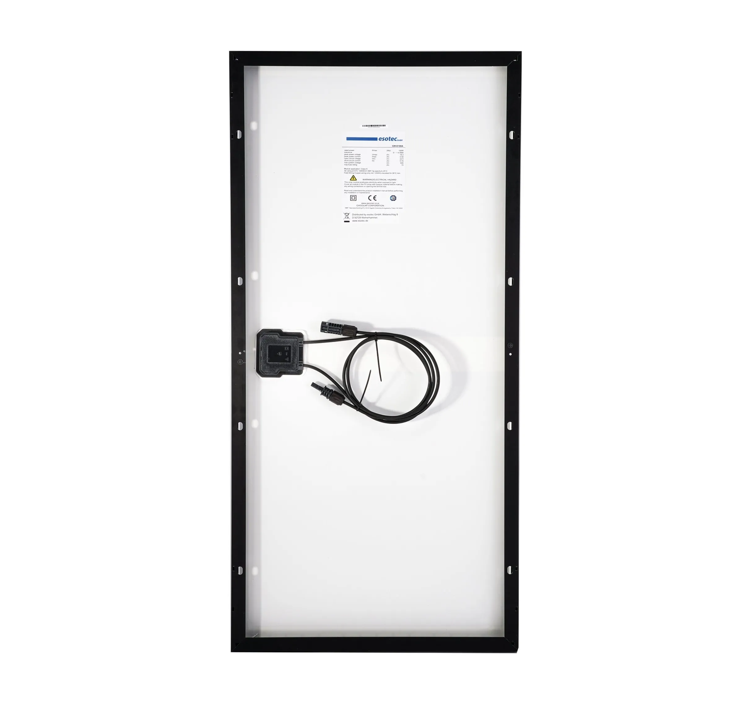 Seraphim Solarmodul 100 Wp 18,2 V mono - 1031 x 499 x 35 mm