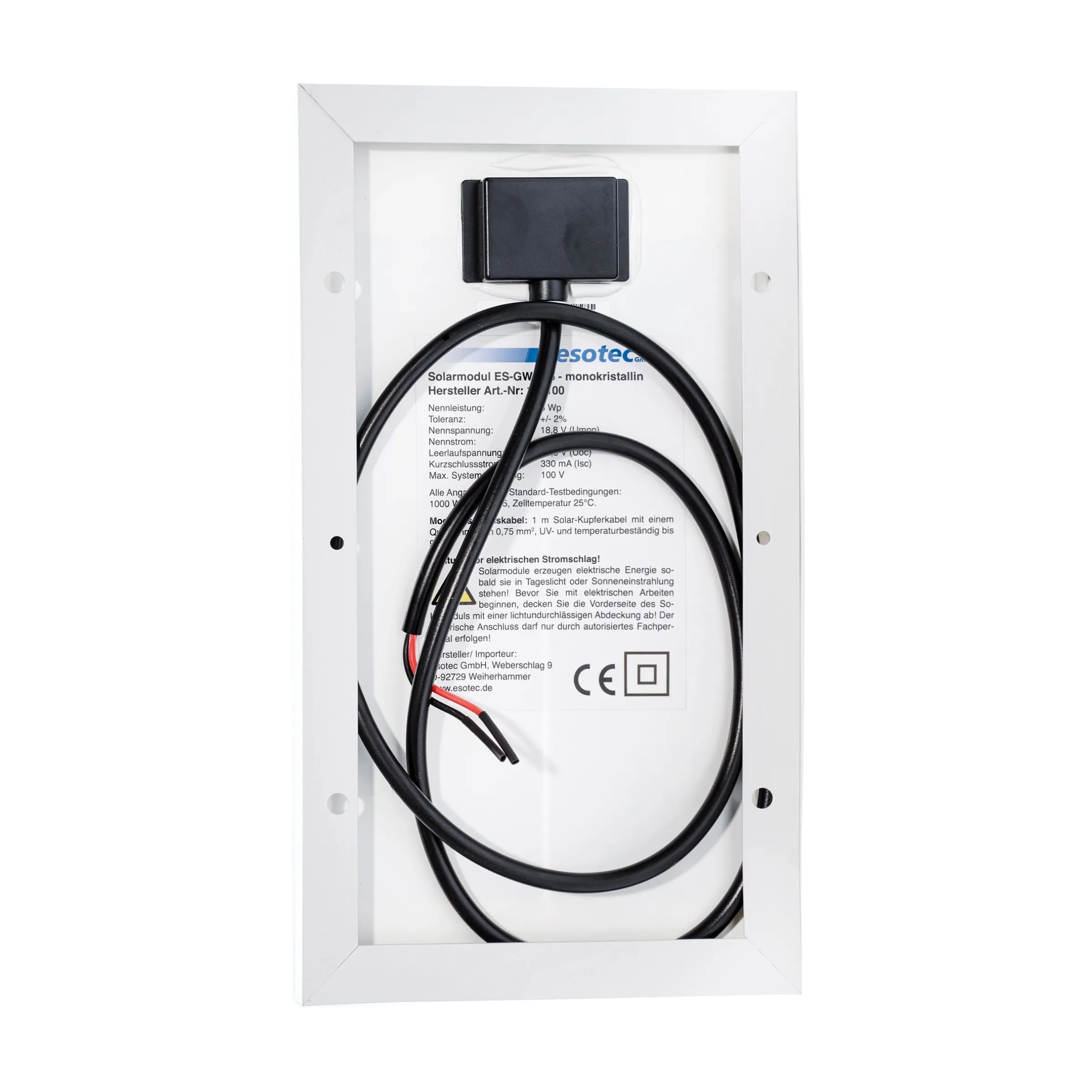 Seraphim Solarmodul 6 Wp 18,8 V mono - 264 x 148 x 17 mm
