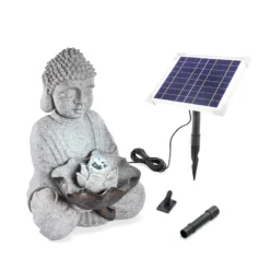 Solarbrunnen Buddha mit LED-Beleuchtung