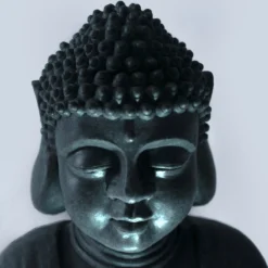 Solarbrunnen Buddha mit Lotusblatt und LED Licht