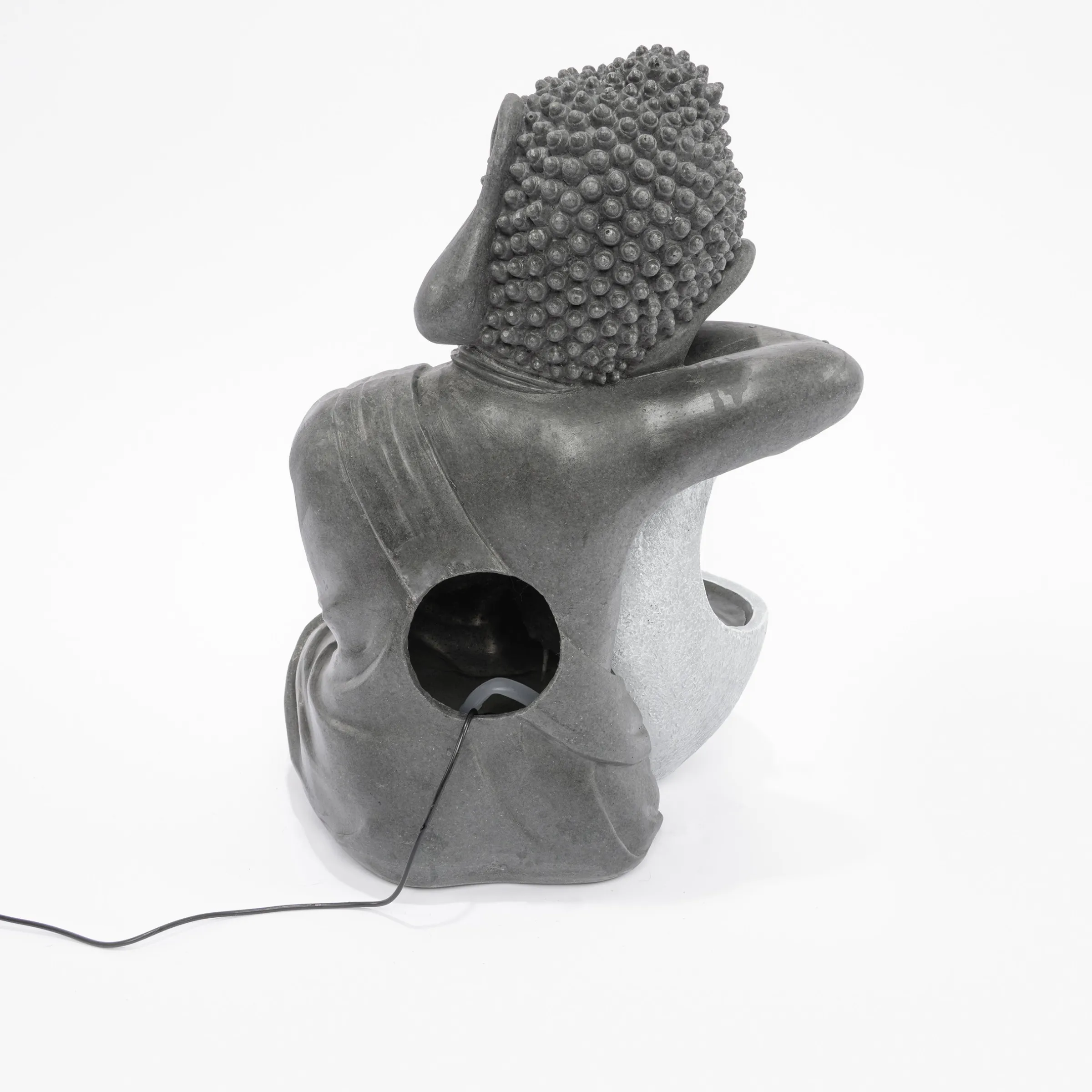 Solarbrunnen Buddha ruhend mit beleuchteter Wasserquelle