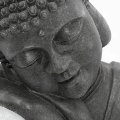 Solarbrunnen Buddha ruhend mit beleuchteter Wasserquelle