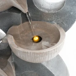 Solar Brunnen im Granitdesign mit Kaskade und LED Licht