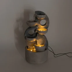 Solar Brunnen im Granitdesign mit Kaskade und LED Licht
