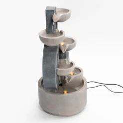 Solar Brunnen im Granitdesign mit Kaskade und LED Licht