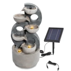 Solar Brunnen im Granitdesign mit Kaskade und LED Licht