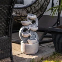 Solar Brunnen im Granitdesign mit Kaskade und LED Licht
