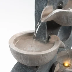 Solar Brunnen im Granitdesign mit Kaskade und LED Licht