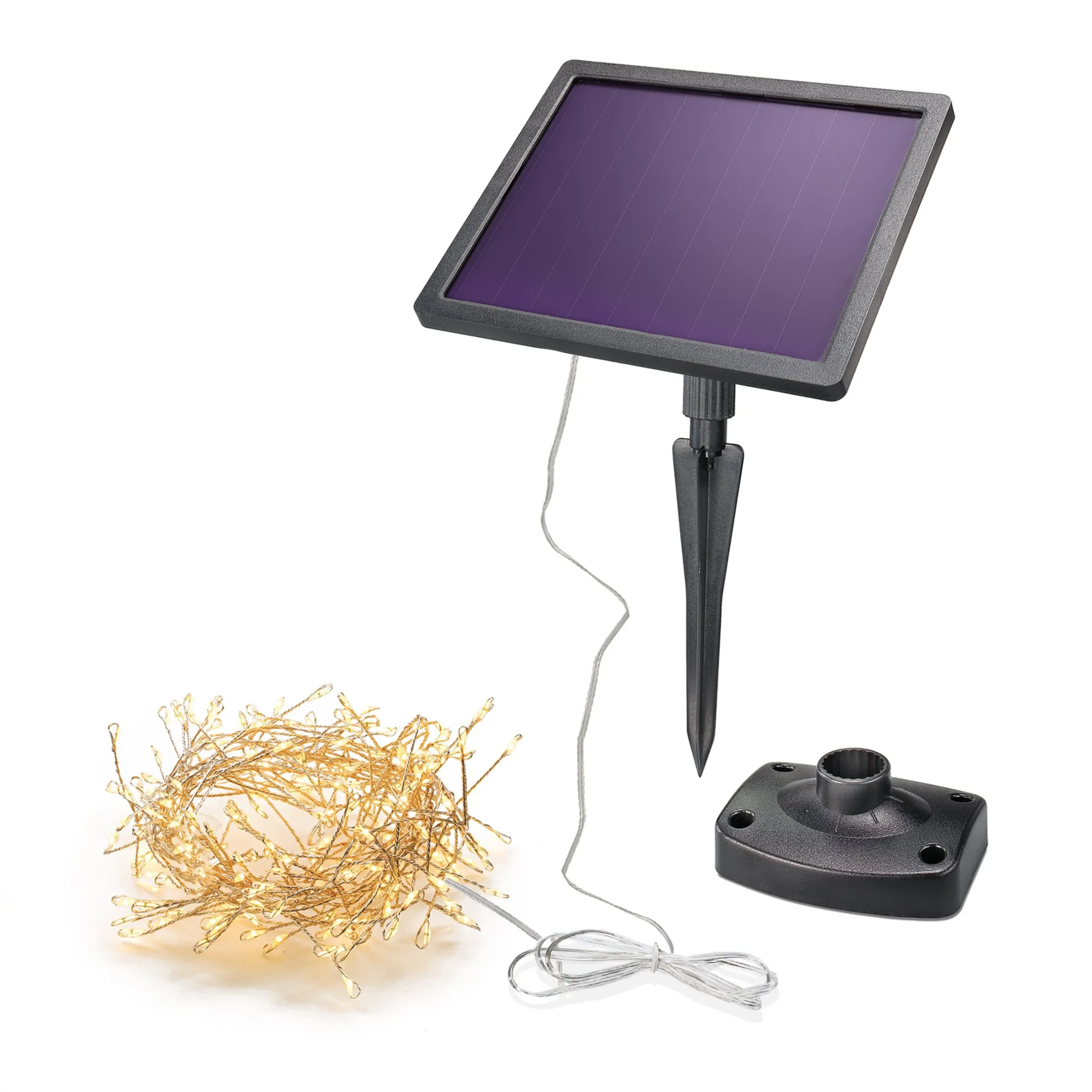 Solar Cluster-Lichterkette mit 200 warmweißen LEDs
