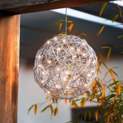 Solar Deko-Drahtkugel ⌀ 25 cm mit 50 bernsteinfarben LEDs