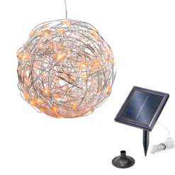 Solar Deko-Drahtkugel ⌀ 25 cm mit 50 bernsteinfarben LEDs