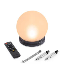 Solar Deko-Leuchtkugel 20 cm mit bernsteinfarbenem LED Licht
