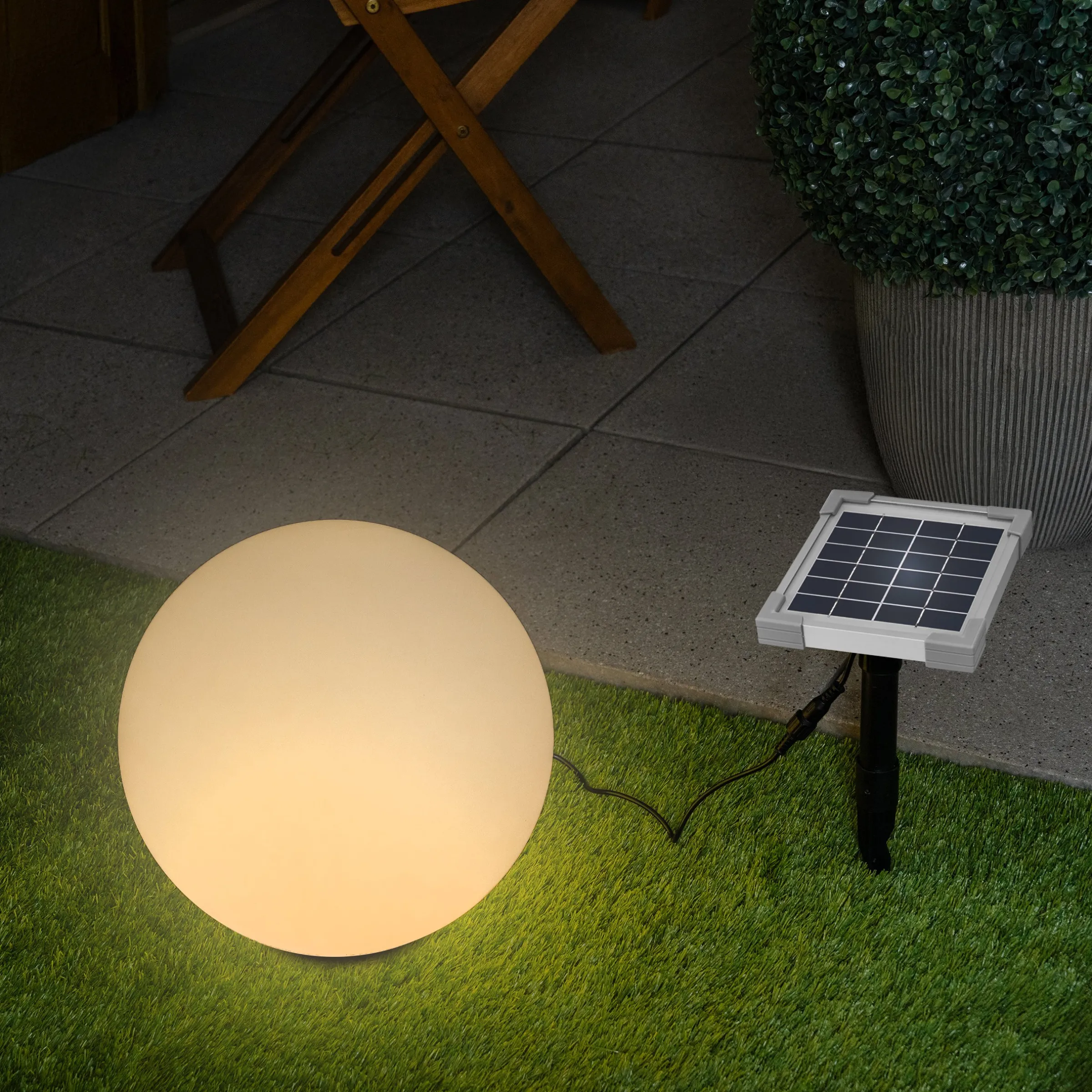 Solar Deko-Leuchtkugel 30 cm mit externem 2 W Solarmodul