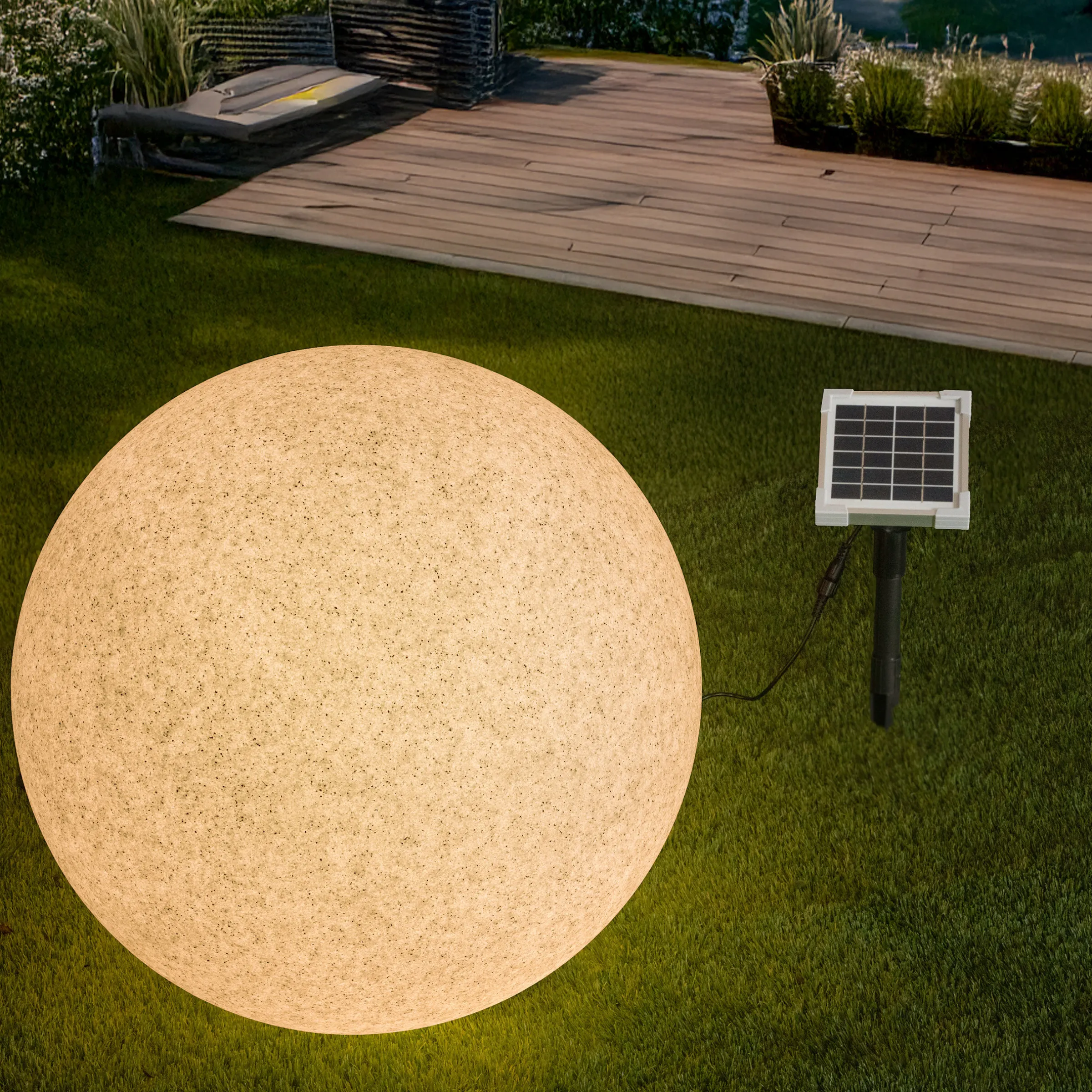 Solar Deko-Leuchtstein 50 cm mit externem 2 W Solarmodul