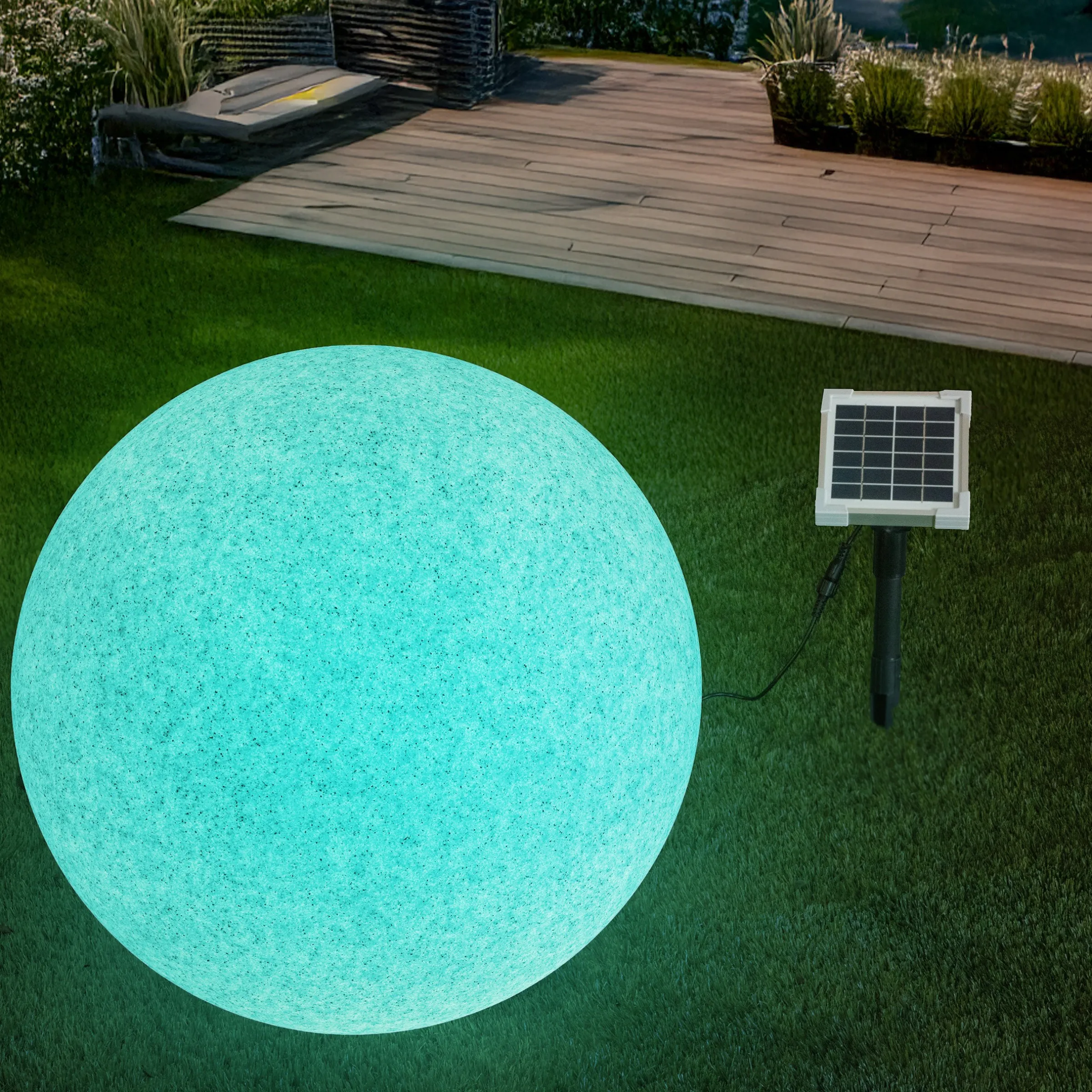 Solar Deko-Leuchtstein 50 cm mit externem 2 W Solarmodul
