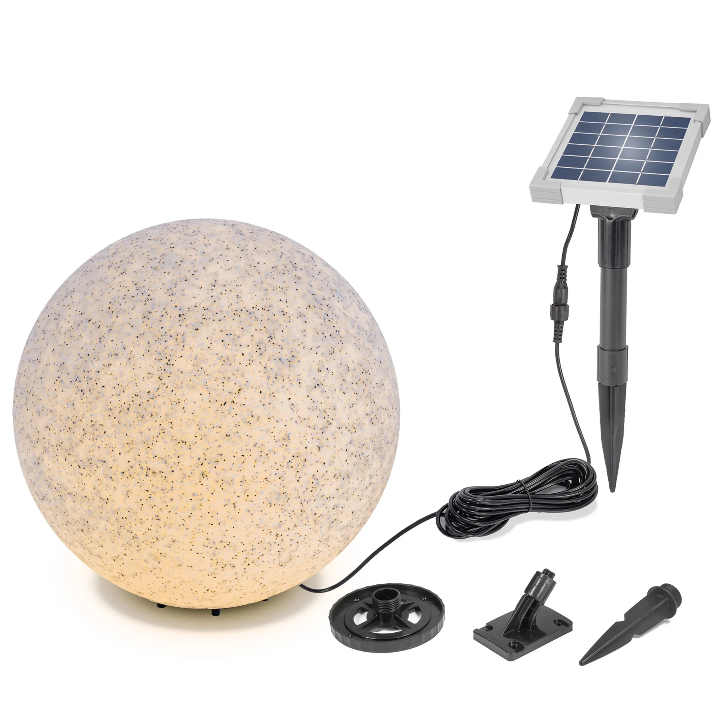 Solar Deko-Leuchtstein 40 cm mit externem 2 W Solarmodul