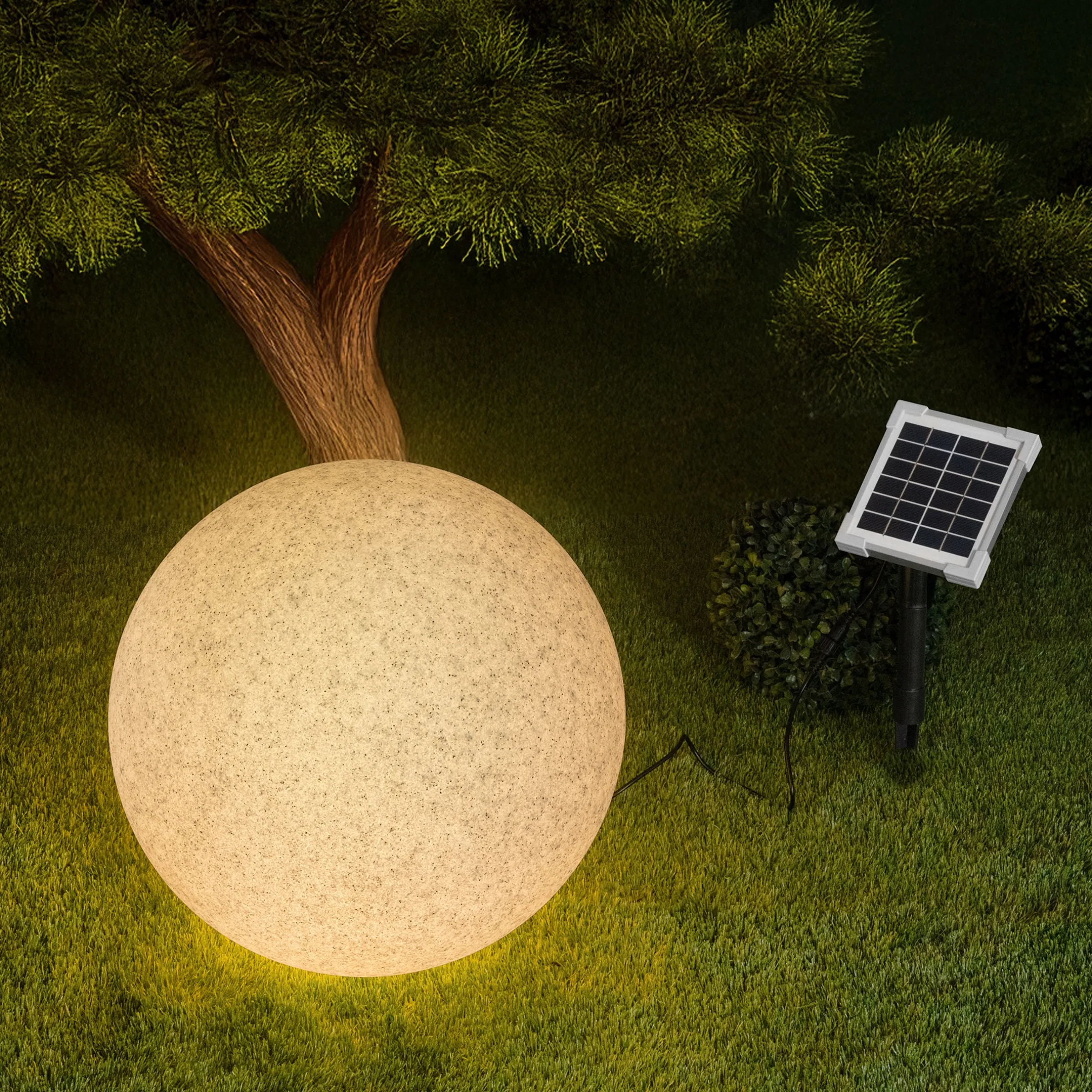 Solar Deko-Leuchtstein 40 cm mit externem 2 W Solarmodul
