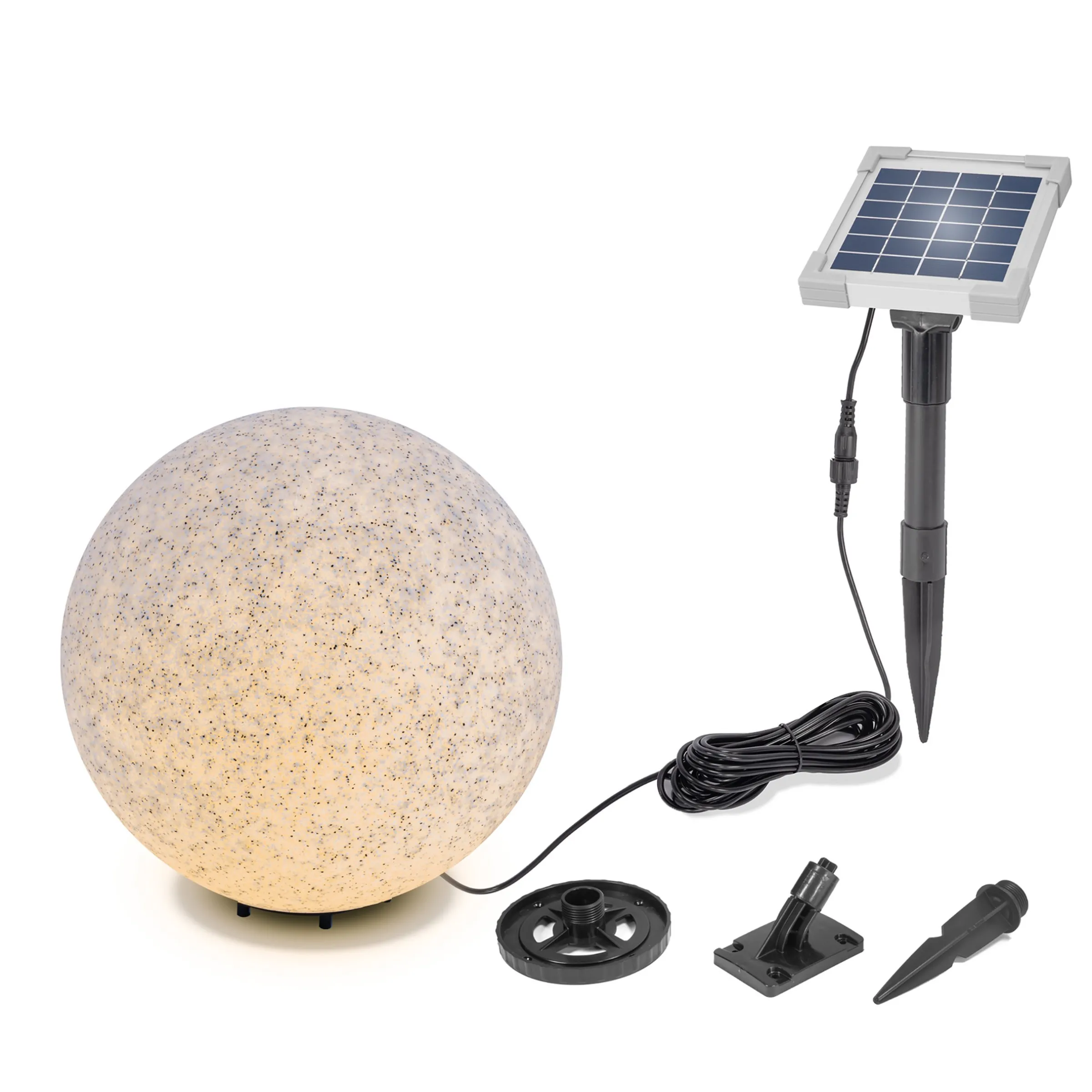 Solar Deko-Leuchtstein 30 cm mit externem 2 W Solarmodul