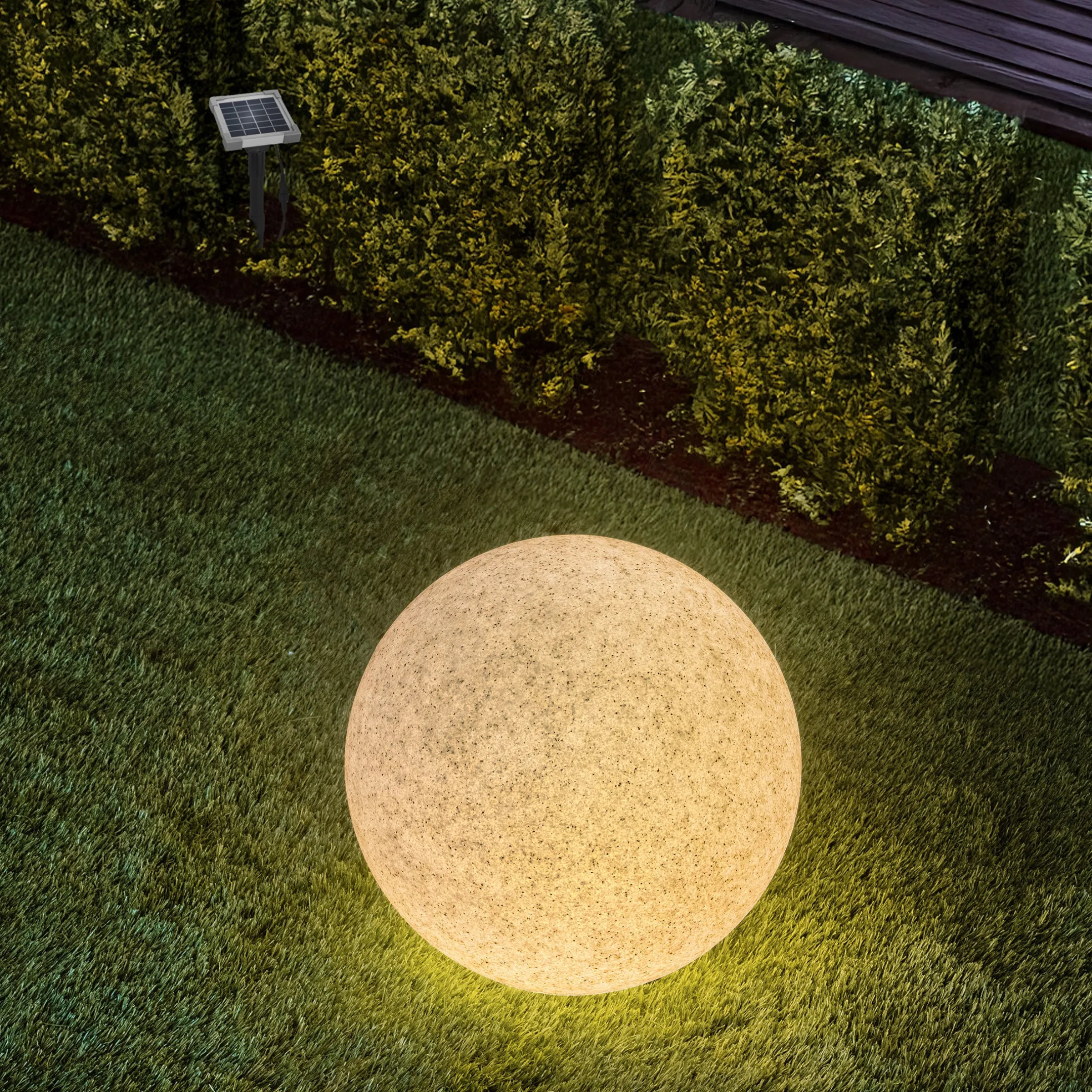 Solar Deko-Leuchtstein 30 cm mit externem 2 W Solarmodul