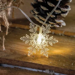 Solar Deko-Lichterkette mit 30 Eiskristallen, warmweiß