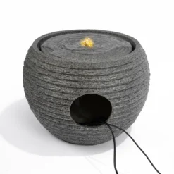 Solar Designbrunnen mit sitzendem Vogelpaar und LED Beleuchtung