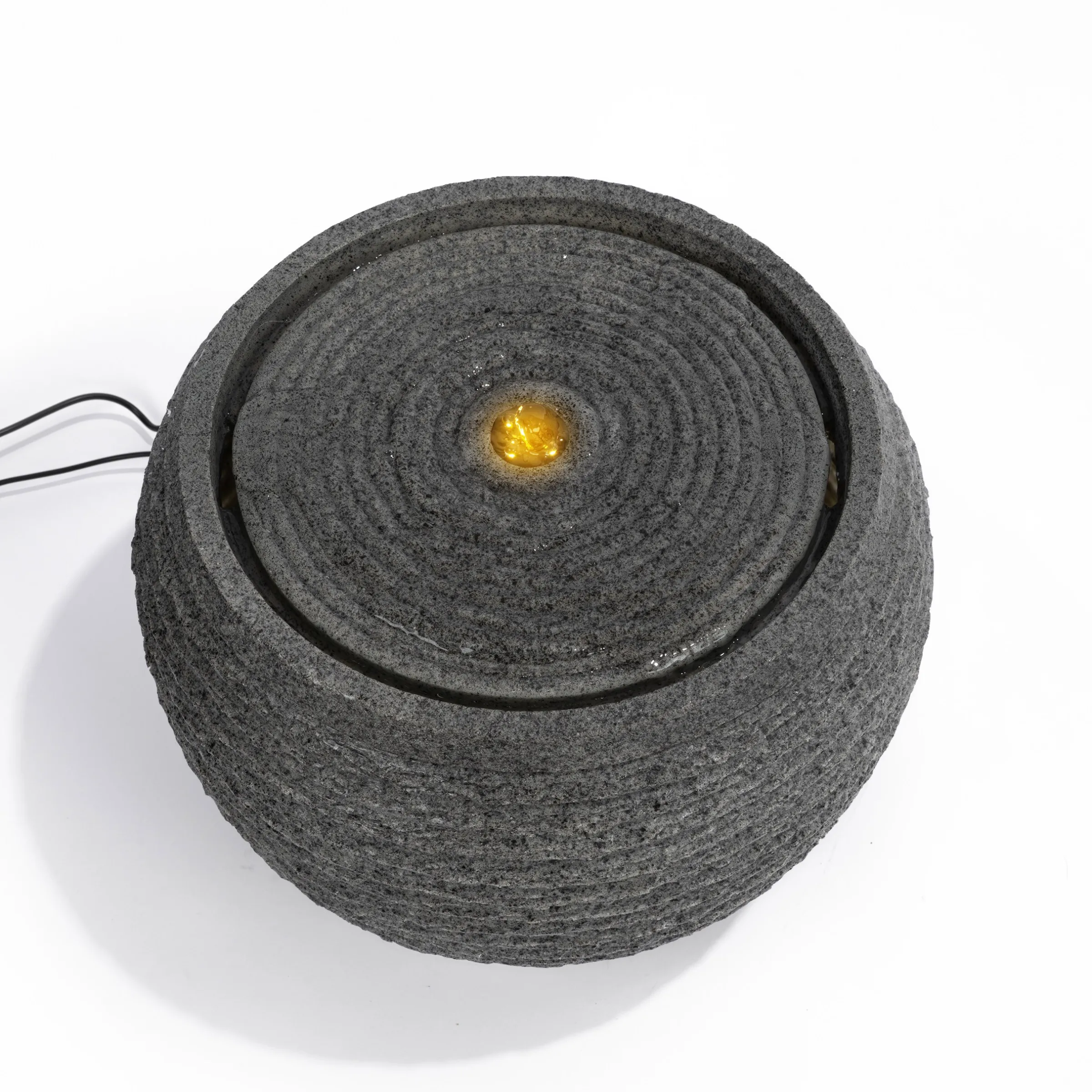 Solar Designbrunnen mit sitzendem Vogelpaar und LED Beleuchtung