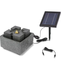Solar Designbrunnen Modern Style mit LED Beleuchtung