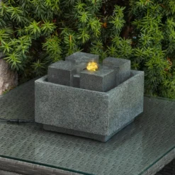 Solar Designbrunnen Modern Style mit LED Beleuchtung