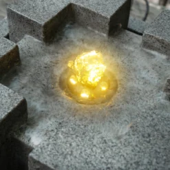 Solar Designbrunnen Modern Style mit LED Beleuchtung