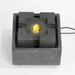 Solar Designbrunnen Modern Style mit LED Beleuchtung
