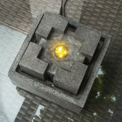 Solar Designbrunnen Modern Style mit LED Beleuchtung