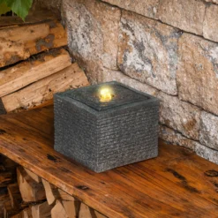 Solar Designbrunnen Silent mit LED Beleuchtung