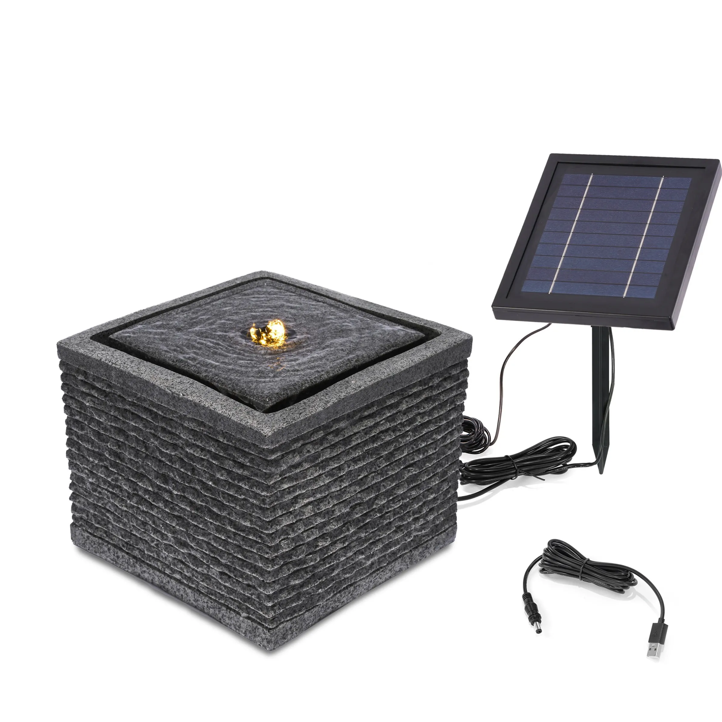 Solar Designbrunnen Silent mit LED Beleuchtung
