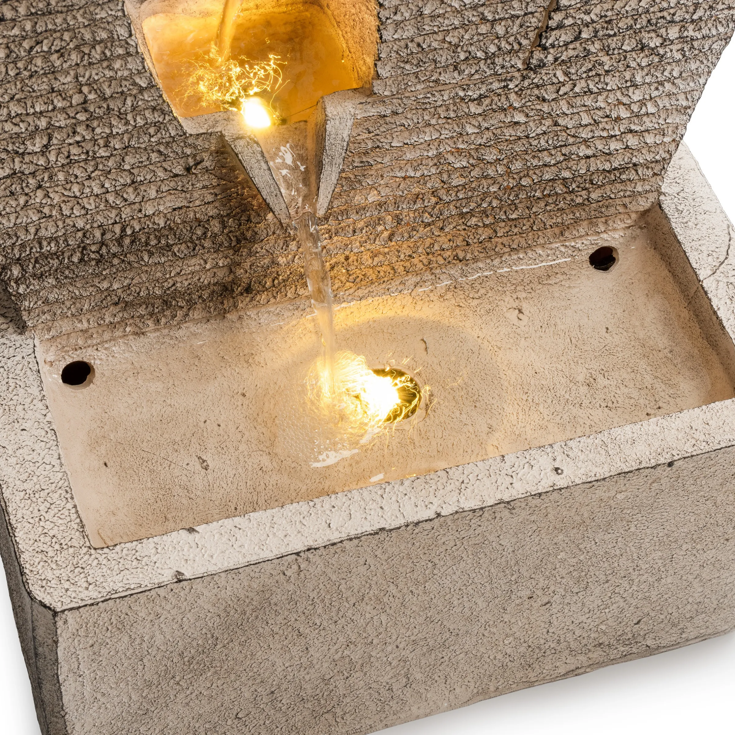 Solar Design Gartenbrunnen mit Wasserlauf und LED Licht