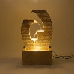 Solar Design Gartenbrunnen mit Wasserlauf und LED Licht