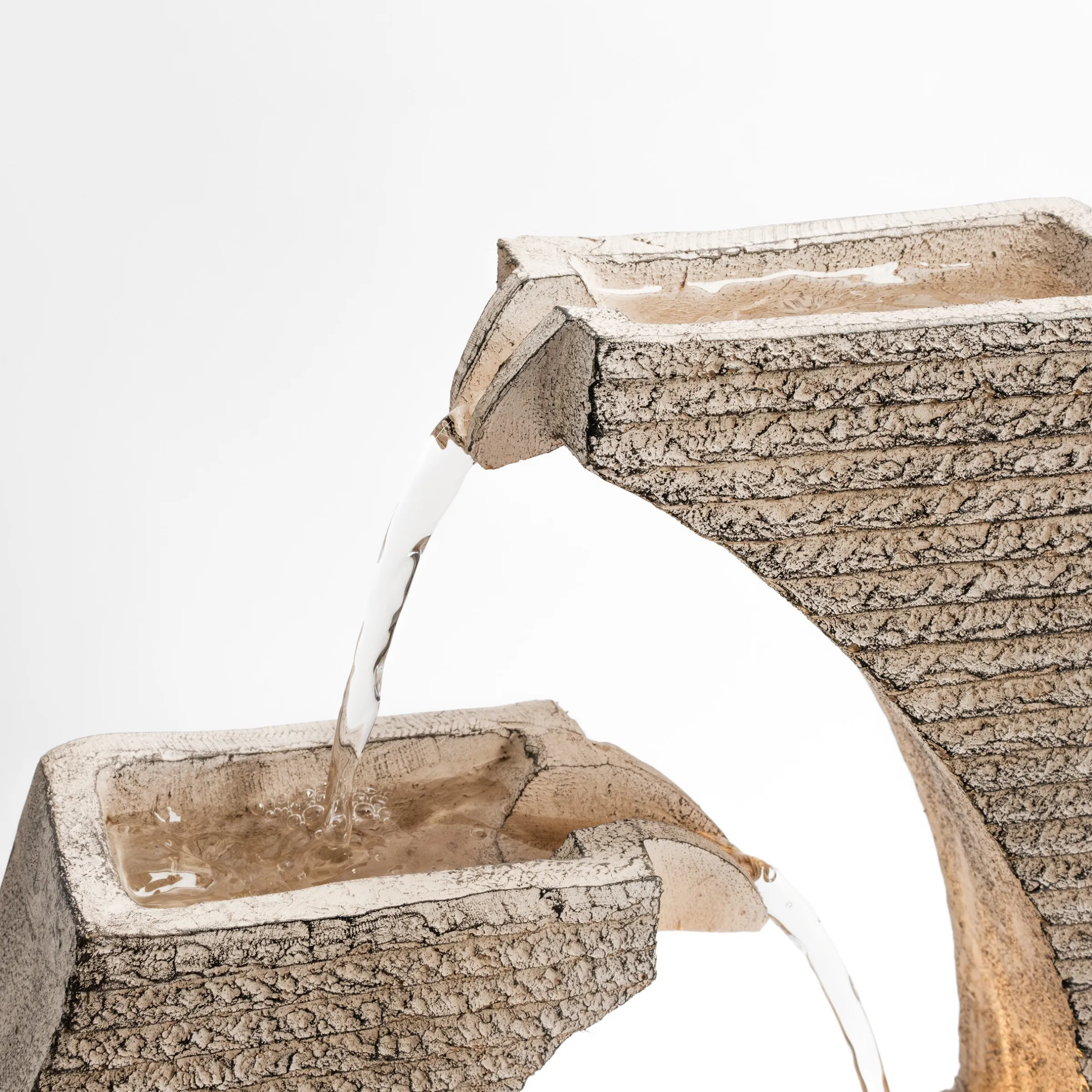 Solar Design Gartenbrunnen mit Wasserlauf und LED Licht